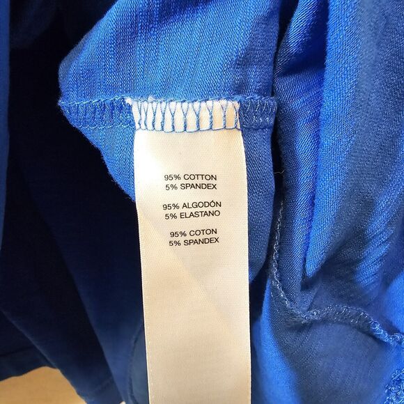 Zenergy By Chicos T-shirt Dress Blue Aqua Cowl Neck Pockets Cap Sleeves Size 1 M - Picture 6 of 10